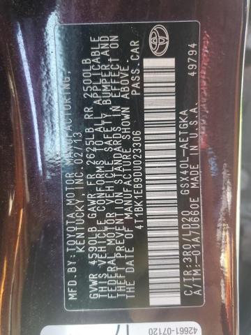 4T1BK1EB9DU023306 - 2013 TOYOTA AVALON BASE 栗色 照片 12