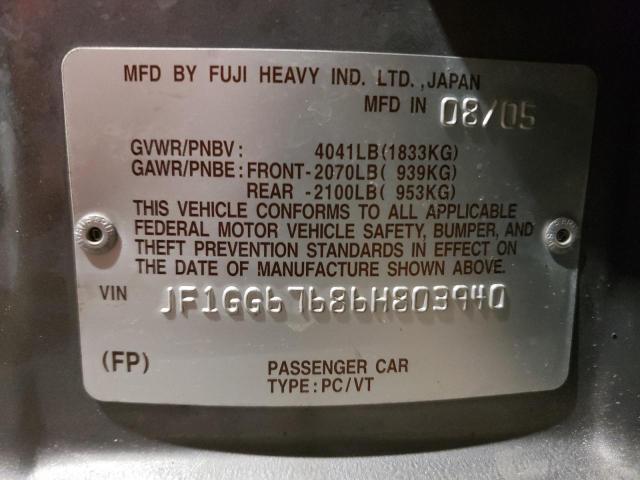 JF1GG67686H803940 - 2006 SUBARU IMPREZA 2.5I SPORTS WAGON GRAY photo 12