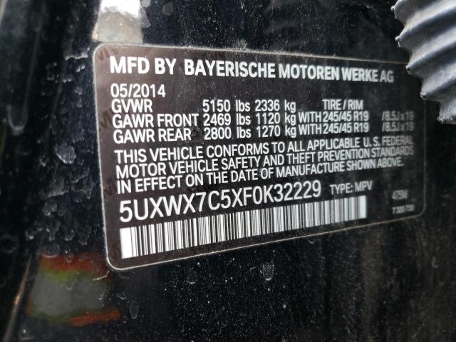 5UXWX7C5XF0K32229 - 2015 BMW X3 XDRIVE35I BLACK photo 12