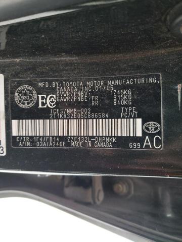 2T1KR32E05C886584 - 2005 TOYOTA COROLLA MA XR CHARCOAL photo 12
