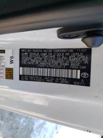 JTKDE167X80262013 - 2008 TOYOTA SCION TC 白色 照片 12