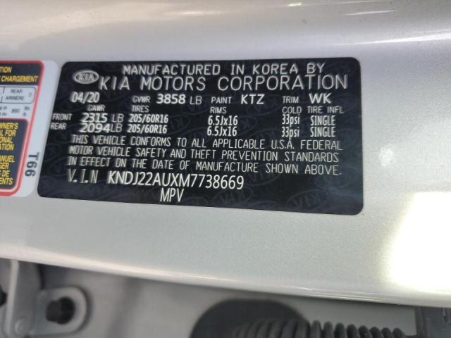 KNDJ22AUXM7738669 - 2021 KIA SOUL LX SILVER photo 13