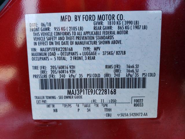 MAJ3P1TE9JC228168 - 2018 FORD ECOSPORT SE Marron photo 13