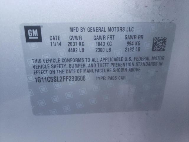 1G11C5SL2FF230606 - 2015 CHEVROLET MALIBU 1LT 银色 照片 12