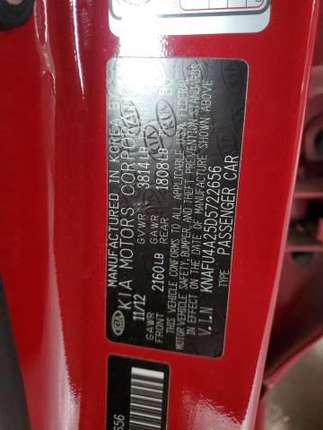 KNAFU4A25D5722656 - 2013 KIA FORTE EX RED photo 12