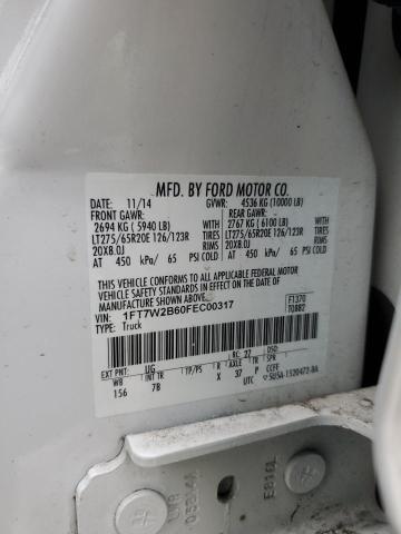 1FT7W2B60FEC00317 - 2015 FORD F250 SUPER DUTY WHITE photo 12