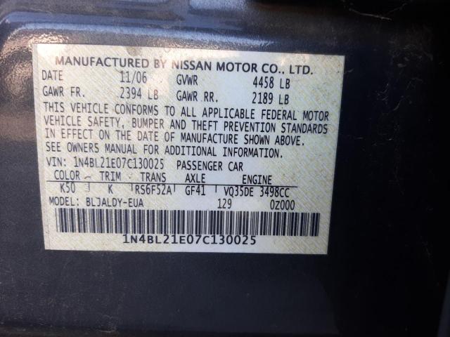 1N4BL21E07C130025 - 2007 NISSAN ALTIMA 3.5SE GRAY photo 12