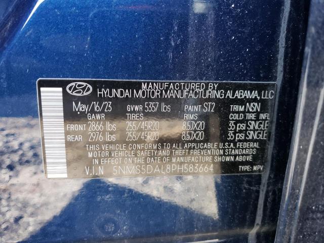 5NMS5DAL8PH583664 - 2023 HYUNDAI SANTA FE CALLIGRAPHY BLUE photo 13