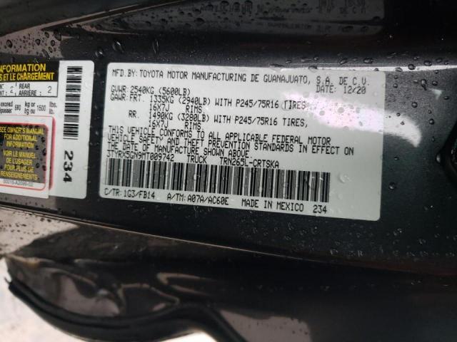 3TYRX5GN9MT009742 - 2021 TOYOTA TACOMA ACCESS CAB ნაცრისფერი ფოტო 12