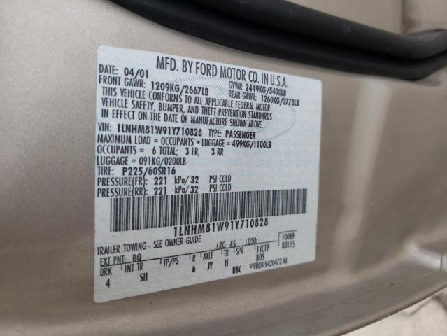 1LNHM81W91Y710828 - 2001 LINCOLN TOWN CAR EXECUTIVE TAN photo 12