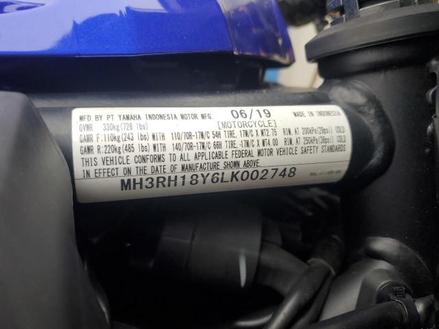 MH3RH18Y6LK002748 - 2020 YAMAHA YZFR3 A TWO TONE photo 10