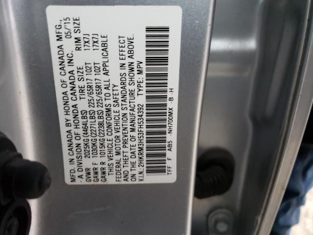 2HKRM3H53FH534392 - 2015 HONDA CR-V EX SILVER photo 13