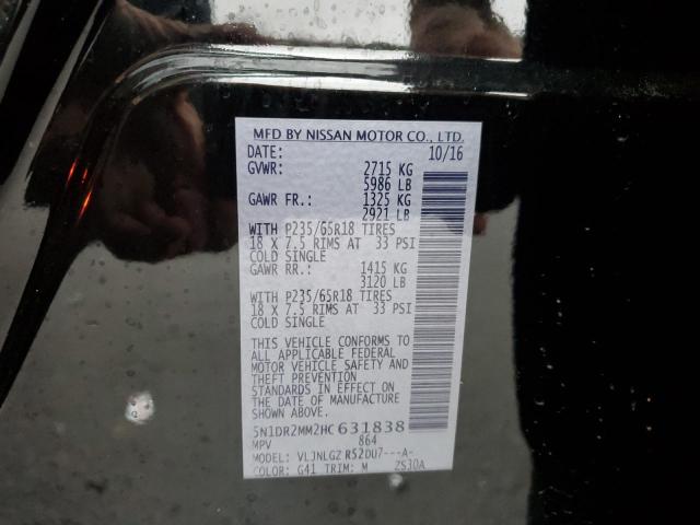 5N1DR2MM2HC631838 - 2017 NISSAN PATHFINDER S BLACK photo 13