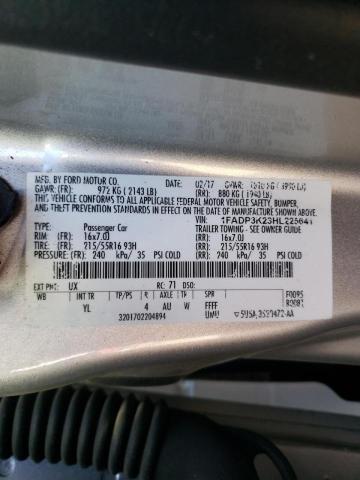 1FADP3K23HL225641 - 2017 FORD FOCUS SE SILVER photo 10