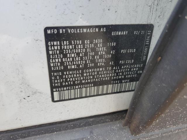 WVGDMPE23MP020888 - 2021 VOLKSWAGEN ID.4 FIRST EDITION WHITE photo 13