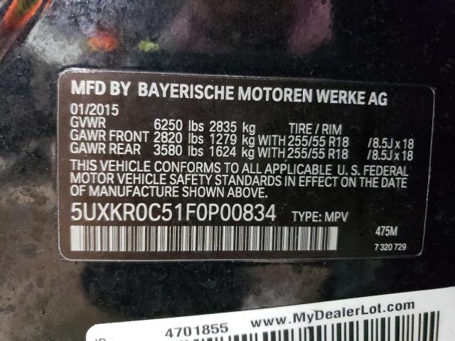 5UXKR0C51F0P00834 - 2015 BMW X5 XDRIVE35I BLACK photo 13