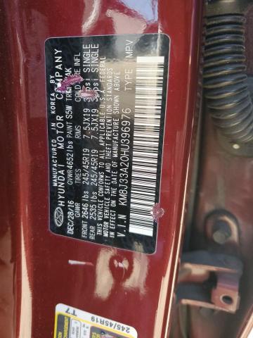 KM8J33A20HU396976 - 2017 HYUNDAI TUCSON LIMITED BURGUNDY photo 12