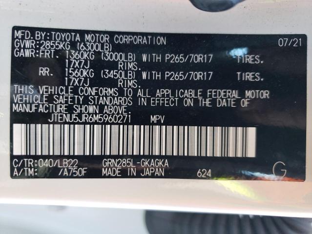 JTENU5JR6M5960271 - 2021 TOYOTA 4RUNNER SR5/SR5 PREMIUM 白色 照片 13
