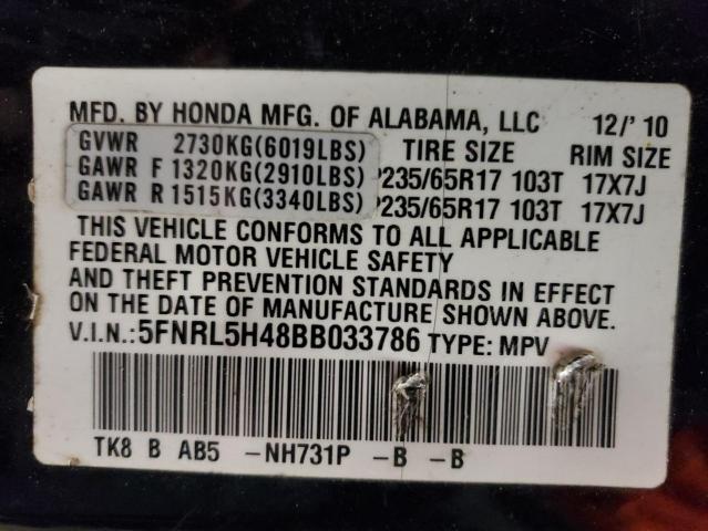 5FNRL5H48BB033786 - 2011 HONDA ODYSSEY EX BLACK photo 13