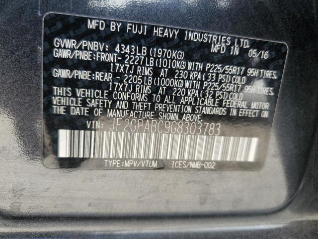 JF2GPABC9G8303783 - 2016 SUBARU CROSSTREK PREMIUM შავი ფოტო 13