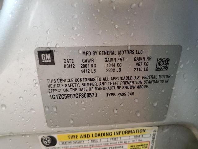 1G1ZC5E07CF300570 - 2012 CHEVROLET MALIBU 1LT SILVER photo 12