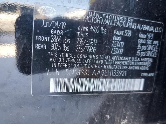 5NMS3CAA9LH133921 - 2020 HYUNDAI SANTA FE SEL BLACK photo 14