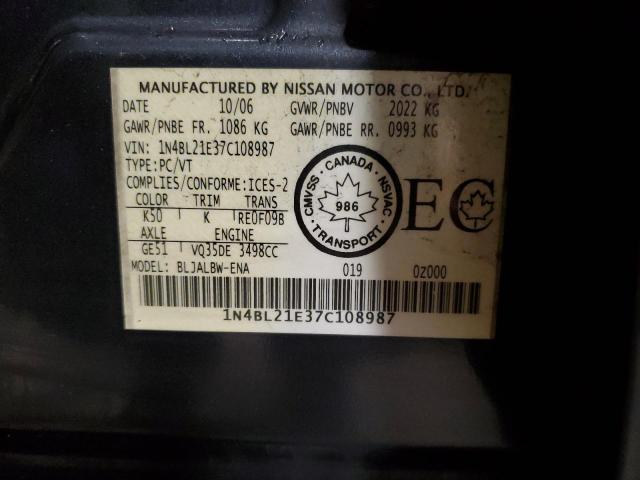 1N4BL21E37C108987 - 2007 NISSAN ALTIMA 3.5SE GRAY photo 12