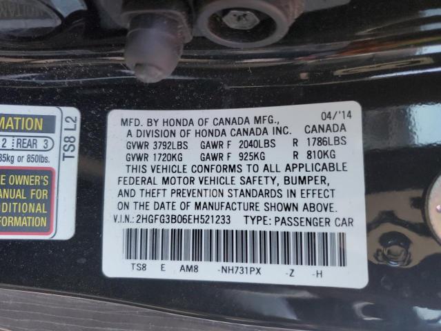 2HGFG3B06EH521233 - 2014 HONDA CIVIC EXL Qara foto 10