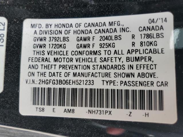 2HGFG3B06EH521233 - 2014 HONDA CIVIC EXL Qara foto 13