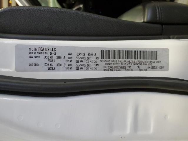 1C4RDJDG2KC535812 - 2019 DODGE DURANGO GT WHITE photo 12