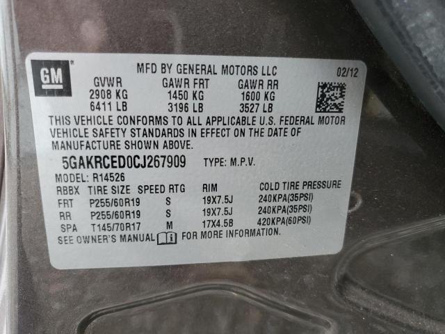 5GAKRCED0CJ267909 - 2012 BUICK ENCLAVE BROWN photo 13