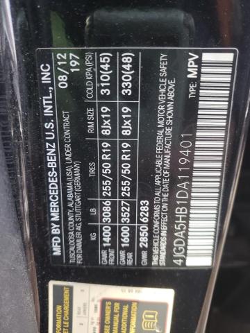 4JGDA5HB1DA119401 - 2013 MERCEDES-BENZ ML 350 4MATIC BLACK photo 13