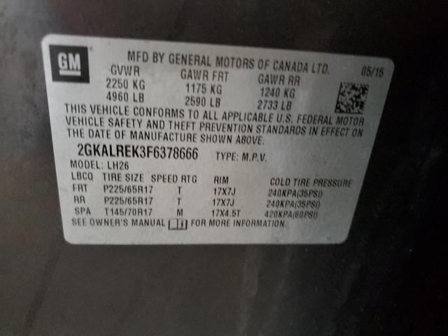 2GKALREK3F6378666 - 2015 GMC TERRAIN SLE CHARCOAL photo 14