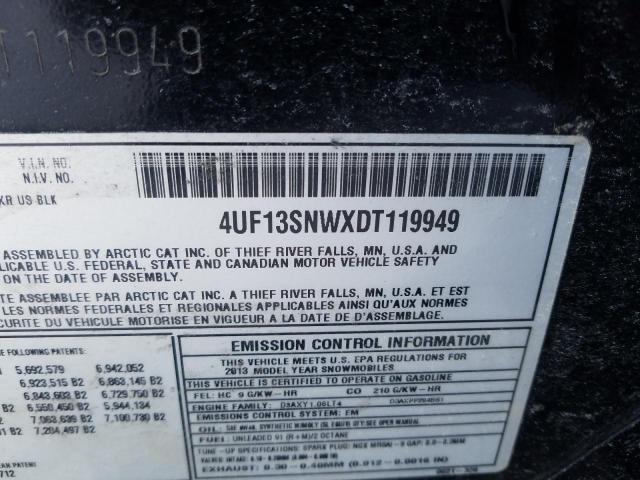 4UF13SNWXDT119949 - 2013 ARCTIC CAT Z1 TURBO BLACK photo 10