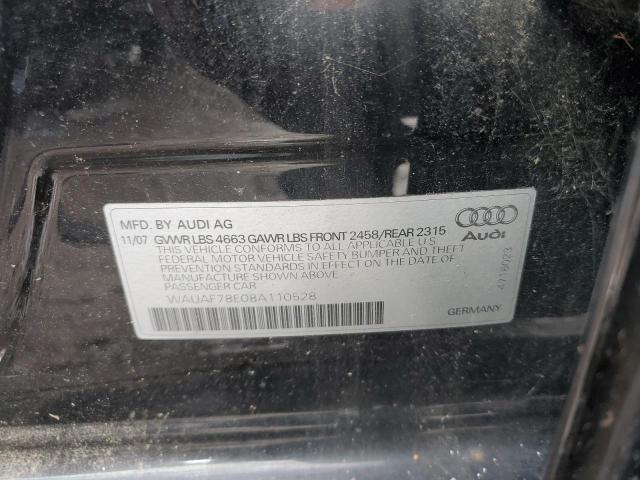 WAUAF78E08A110528 - 2008 AUDI A4 2.0T BLACK photo 12