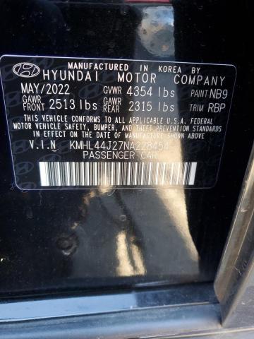 KMHL44J27NA228454 - 2022 HYUNDAI SONATA SEL PLUS BLACK photo 12