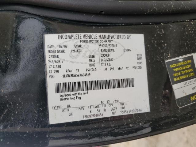 2LJFM88W59X604869 - 2009 LINCOLN TOWN CAR EXECUTIVE BLACK photo 12