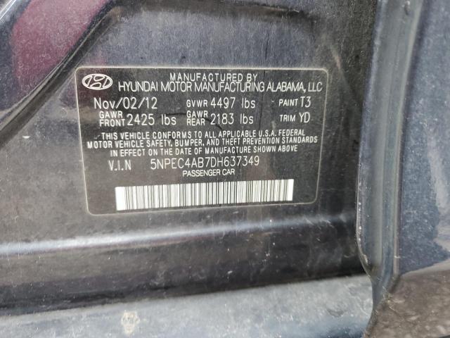 5NPEC4AB7DH637349 - 2013 HYUNDAI SONATA SE CHARCOAL photo 12