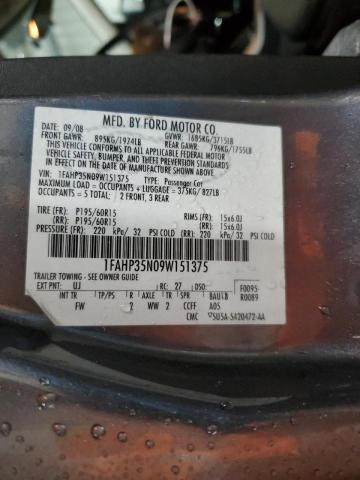 1FAHP35N09W151375 - 2009 FORD FOCUS SE GRAY photo 12