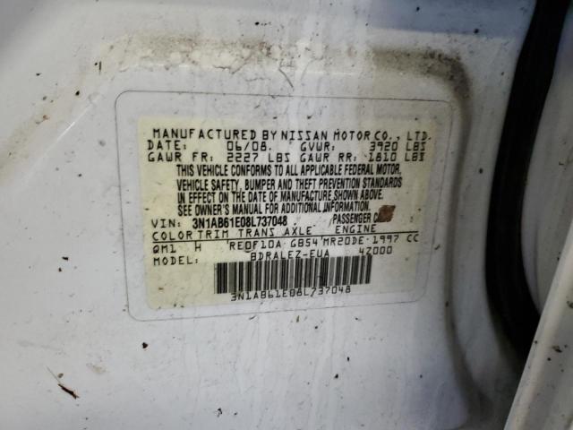 3N1AB61E08L737048 - 2008 NISSAN SENTRA 2.0 WHITE photo 12