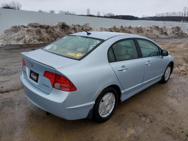 JHMFA36298S015824 - 2008 HONDA CIVIC HYBRID BLUE photo 3