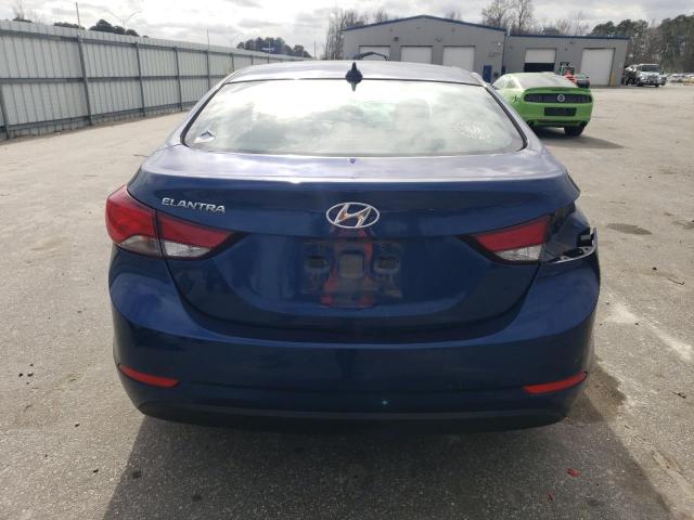 5NPDH4AE3GH781685 - 2016 HYUNDAI ELANTRA SE BLUE photo 6