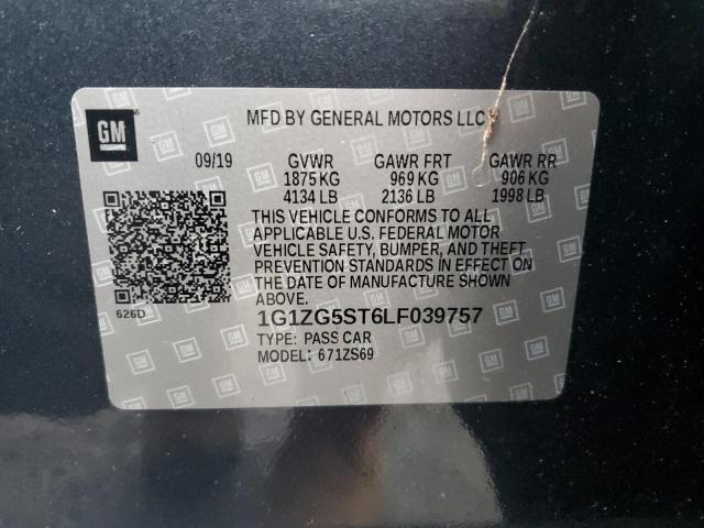 1G1ZG5ST6LF039757 - 2020 CHEVROLET MALIBU RS ნაცრისფერი ფოტო 12