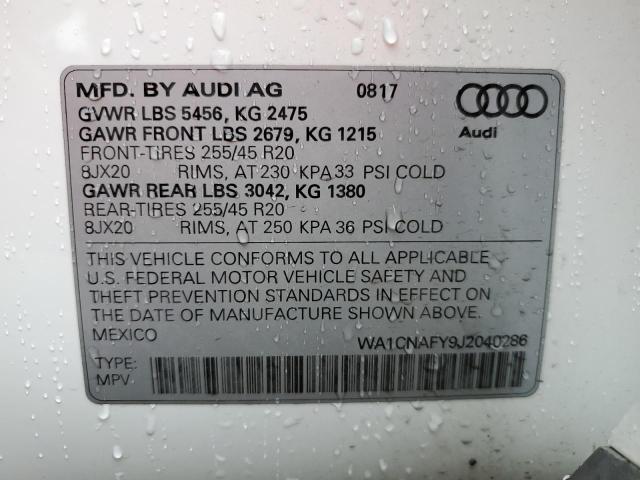 WA1CNAFY9J2040286 - 2018 AUDI Q5 PRESTIGE WHITE photo 12