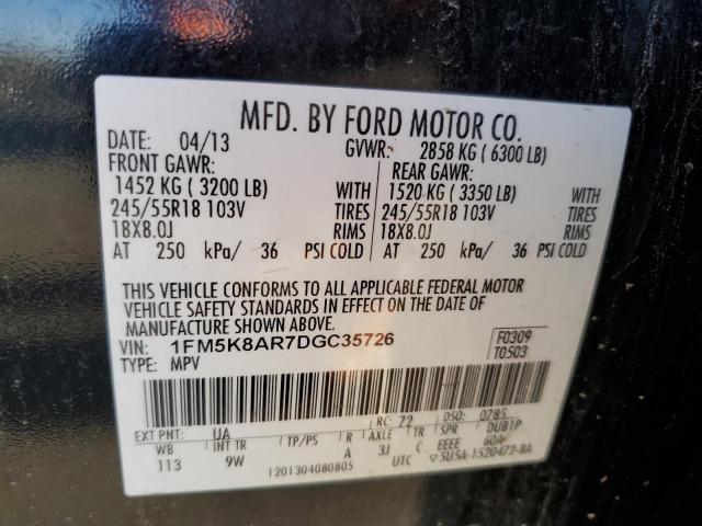 1FM5K8AR7DGC35726 - 2013 FORD EXPLORER POLICE INTERCEPTOR BLACK photo 12