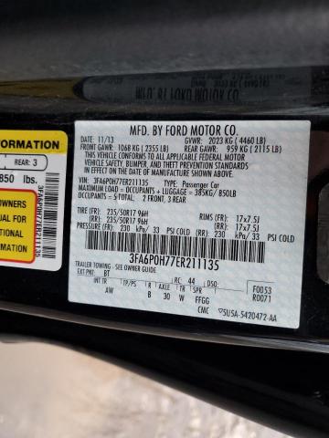 3FA6P0H77ER211135 - 2014 FORD FUSION SE CHARCOAL photo 12