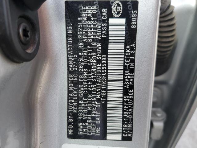 4T1BF1FK3FU995098 - 2015 TOYOTA CAMRY LE SILVER photo 12