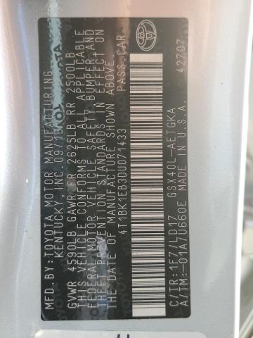 4T1BK1EB3DU071433 - 2013 TOYOTA AVALON BASE 银色 照片 12