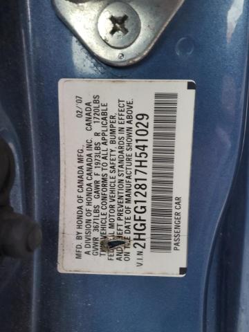 2HGFG12817H541029 - 2007 HONDA CIVIC EX BLUE photo 13