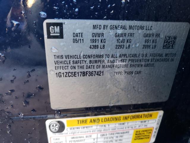 1G1ZC5E17BF367421 - 2011 CHEVROLET MALIBU 1LT 蓝色 照片 12